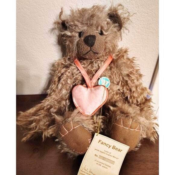 Vtg. Hermann White Tipped Long Hair Brown Mohair Teddy Fancy Bear Germany 61/250